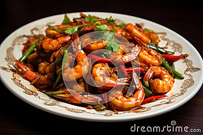 Nutritious Vegetable shrimp. Generate Ai Stock Photo