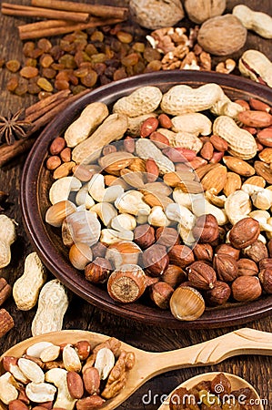 Nuts assorty close-up Stock Photo