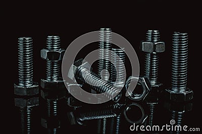 Construction fasteners from steel material. Stock Photo