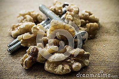 Nuts and bolts close up Stock Photo