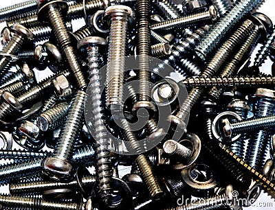 Nuts bolts screws and washers Stock Photo