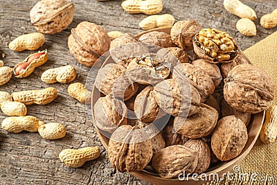 Nuts in bowl Stock Photo