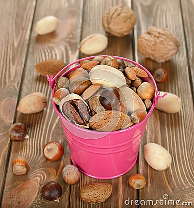 Nuts in a bucket Stock Photo