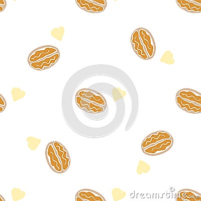 Nuts collection tileable texture vector. Suits for fabric and package print Vector Illustration