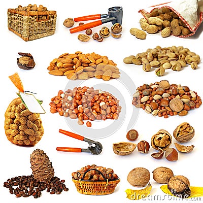 Nuts collection on white Stock Photo