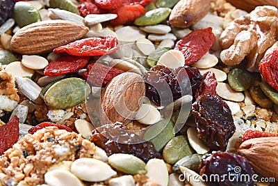 Nuts and Dried Fruits on a Nutty Baklava Stock Photo