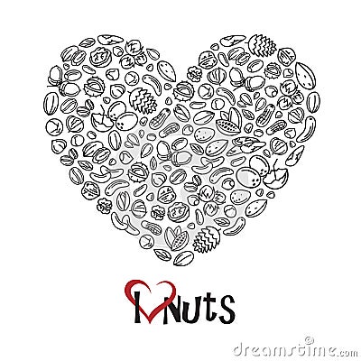 Nuts icon as heart Vector Illustration