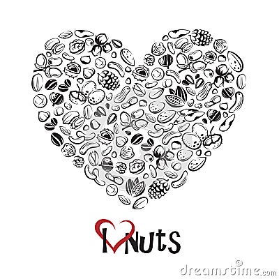 Nuts icon as heart Vector Illustration