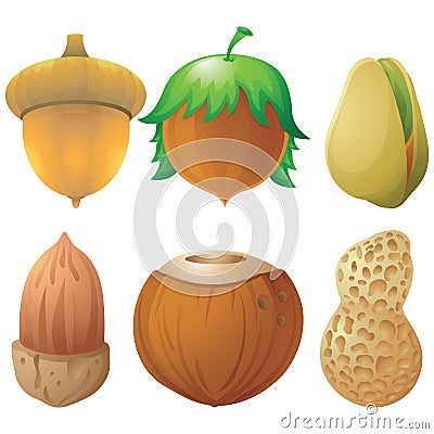 Nuts and seeds icon set Vector Illustration