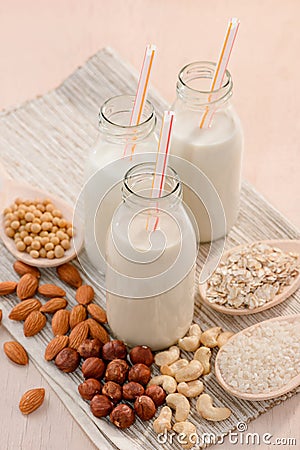 Nuts, soy beans and cereal Stock Photo