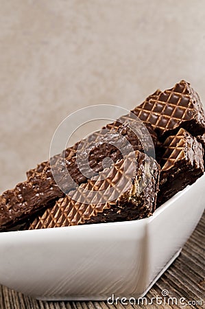 Nutty bars chocolate,bowl Stock Photo