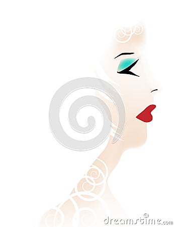 Portrait of a Lady with White Curls Vector Illustration