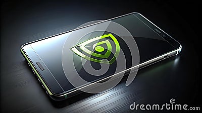 Nvidia Logo Embedded in a Transparent Smartphone Screen generative AI Stock Photo