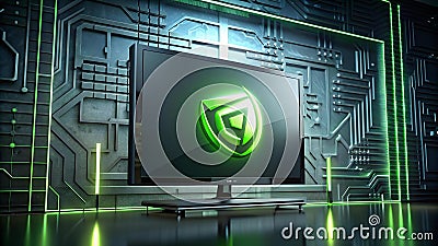 Nvidia Logo on a Futuristic Entertainment System Display Generative AI Stock Photo