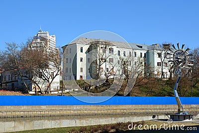 View of an abandoned building Minsk from Zybitskaya street Stock Photo