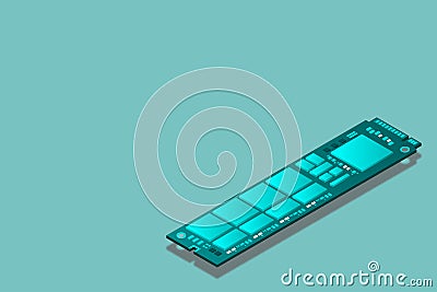 NVME Express M.2 memory realistic 3d isometric illustration, random access memory Vector Illustration