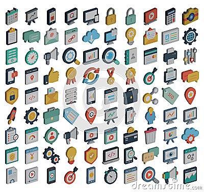 Web Design and SEO Isometric Vector icons set that can be easily modified or edit Vector Illustration