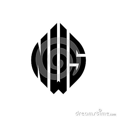 NWS circle letter logo design with circle and ellipse shape. NWS ellipse letters with typographic style. The three initials form a Vector Illustration