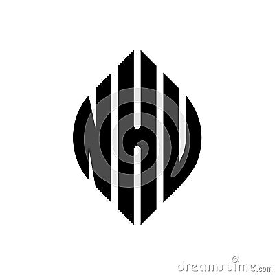 NXU circle letter logo design with circle and ellipse shape. NXU ellipse letters with typographic style. The three initials form a Vector Illustration