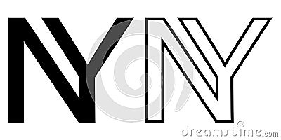 NY new York year logo 2021, vector of two merging letters NY, NY symbol of the year new York, for print and advertising Vector Illustration