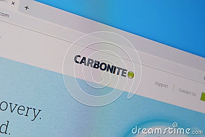 Homepage of carbonite website on the display of PC, url - carbonite.com Editorial Stock Photo