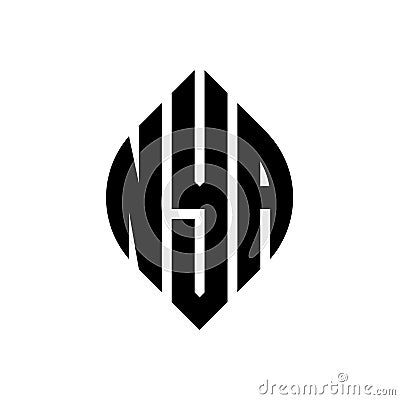 NYA circle letter logo design with circle and ellipse shape. NYA ellipse letters with typographic style. The three initials form a Vector Illustration