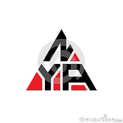 NYA triangle letter logo design with triangle shape. NYA triangle logo design monogram. NYA triangle vector logo template with red Vector Illustration