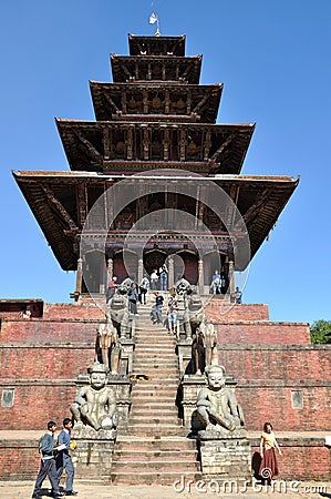 Nyatapola Temple at Bhaktapur Durbar Square Editorial Stock Photo