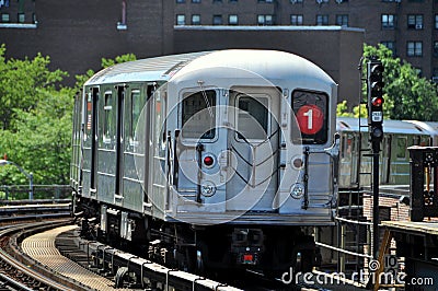 NYC: #1 Subway MTA Subway Train Editorial Stock Photo