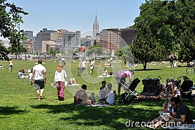 NYC: Battery Park City's North Meadow Editorial Stock Photo