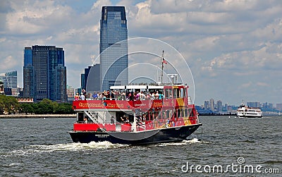 NYC: City Sightseeing Boat on Hudson River Editorial Stock Photo