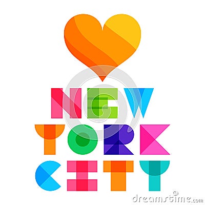 Nyc color text typography, t-shirt graphics. Vector illustration Vector Illustration