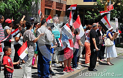 NYC: Egyptians Protesting Opposite the United Nations Editorial Stock Photo