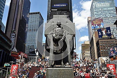 NYC: Father Duffy Statue in Duffy Square Editorial Stock Photo