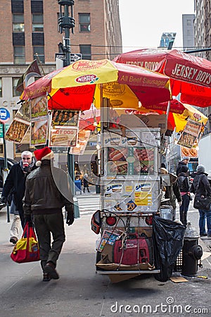 NYC Food Cart Vendor Editorial Stock Photo