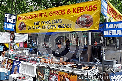 NYC: Food Vendor at Street Festival Editorial Stock Photo