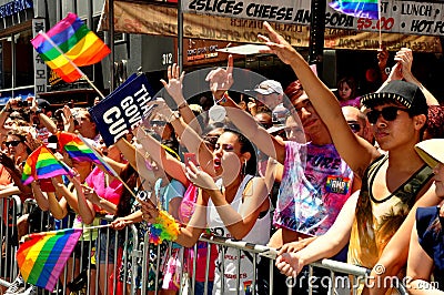 NYC: 2014 Gay Pride Parade Spectators Editorial Stock Photo