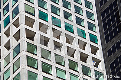 NYC intersecting high-rise buildings architectural background Stock Photo