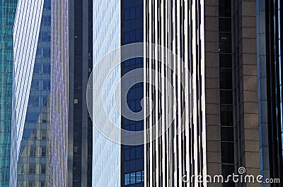 NYC intersecting high-rise buildings architectural background Stock Photo