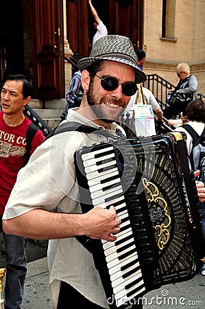 NYC: Klezmer Accordion Player at Chinatown Festival Editorial Stock Photo