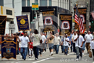 NYC: Labour Day Parade Marchers Editorial Stock Photo