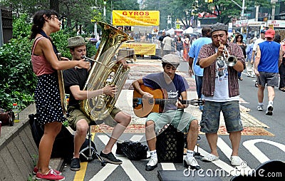 NYC: Musicians at Street Festival Editorial Stock Photo