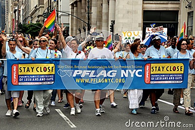 NYC: PFLAG Group at Gay Pride Parade Editorial Stock Photo