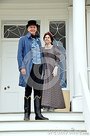 NYC: Re-enactors as Alexander Hamilton and Wife Editorial Stock Photo