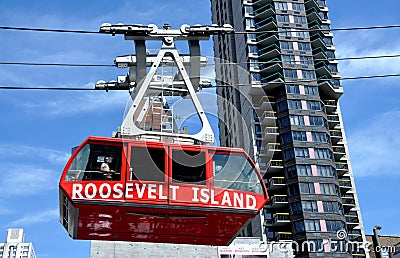 NYC: Roosevelt Island Tram in Transit Editorial Stock Photo