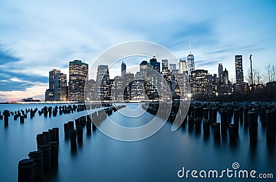 NYC Skyline Suset Stock Photo