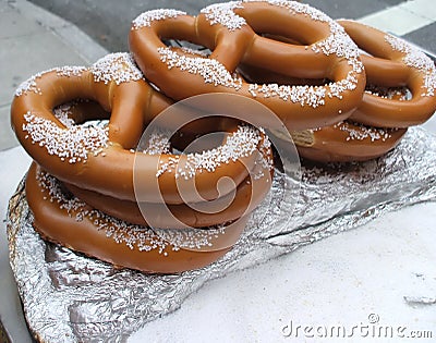 NYC Soft Pretzels Stock Photo