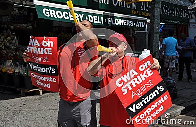 NYC: Striking Verizon Telephone Workers Editorial Stock Photo