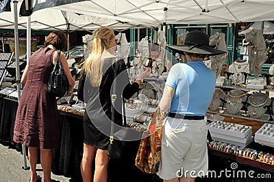 NYC: Three Woman Shopping at Street Festival Editorial Stock Photo