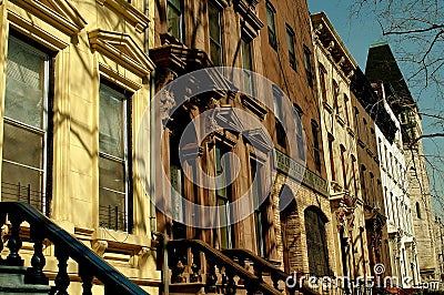 NYC: West 130th Street Brownstones in Harlem Editorial Stock Photo